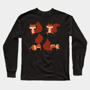 Cute Squirrel Yoga Poses Funny Animal Long Sleeve T-Shirt